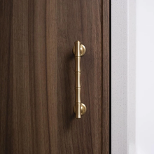 Load image into Gallery viewer, 3.78&quot;, 5&quot;, 6.3&quot;, 8.8&quot; Solid Brass &amp; Bamboo Cabinet Door Handles | Brushed Brass Drawer Pulls, Unique Dresser Knobs, Closet Wardrobe Handles

