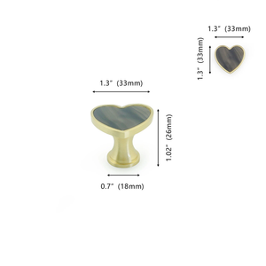 Modern Heart-Shaped Acrylic & Brass Plate Knobs, Pulls & Handles | Dresser, Drawer & Kitchen Cabinet Hardware