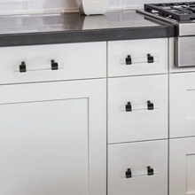 Load image into Gallery viewer, Customizable Clear Acrylic &amp; Black Pulls | Drawer &amp; Dresser Knobs, Cabinet &amp; Bathroom Door Handles, Kitchen Hardware
