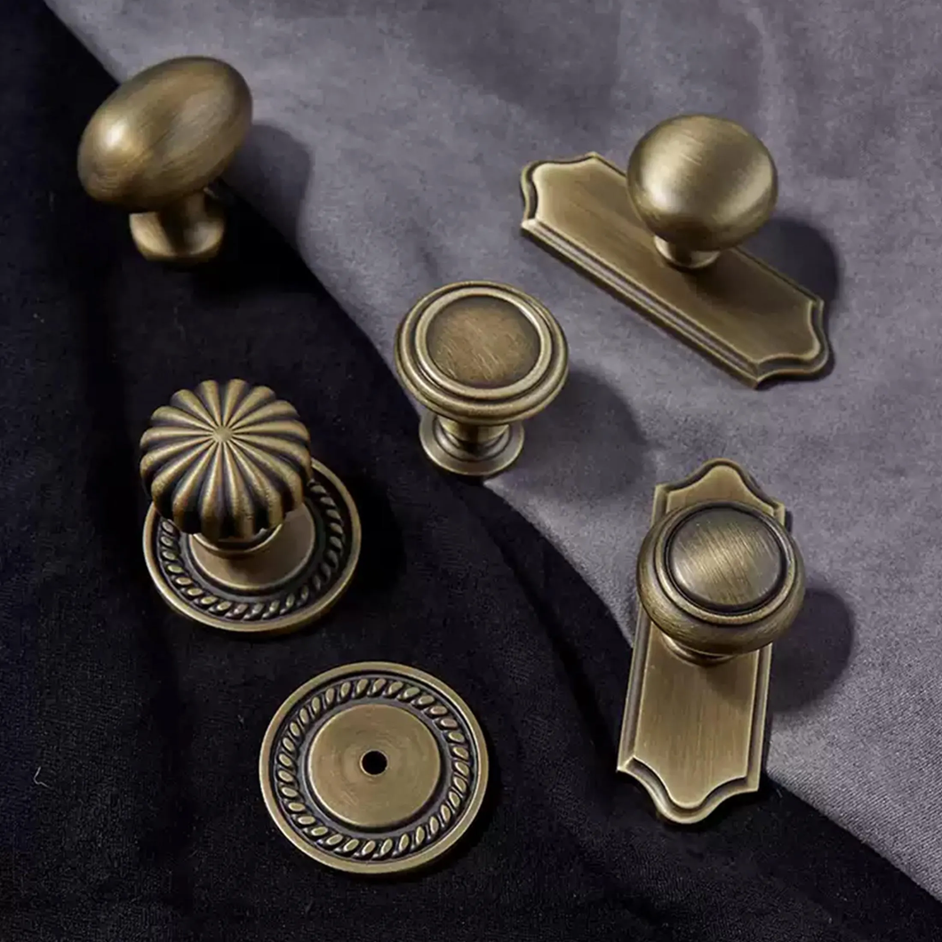 Antique Bronze Knobs with Backplate | Art Decor Unique Rustic Cabinet Pulls, Drawer & Dresser Handles, Vintage Kitchen Hardware