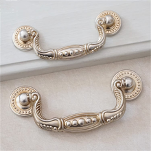 Load image into Gallery viewer, 3&quot;-5&quot; Antique Silver Knobs, Pulls &amp; Handles with Backplate | Cabinet, Dresser, Drawer &amp; Kitchen Cupboard Hardware
