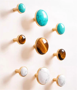 Tiger Stone, Turquoise Stone & Brass Knobs, Pulls & Handles | Cabinet, Drawer, Dresser, Kitchen & Cupboard Decor Hardware