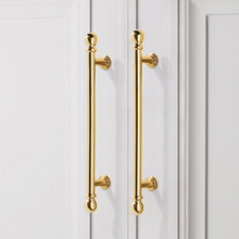 Load image into Gallery viewer, 3.78&quot;, 5&quot;, 7.55&quot; Brushed Brass &amp; Shiny Gold Knobs &amp; Pulls | Cabinet, Dresser, Drawer &amp; Kitchen Cupboard Handles
