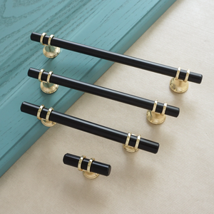 3.78", 5.0", 6.3", 7.55" Black & Gold Modern Drawer Pulls | Kitchen Cabinet, Wardrobe & Closet Handles, Dresser Knobs, Door Pulls
