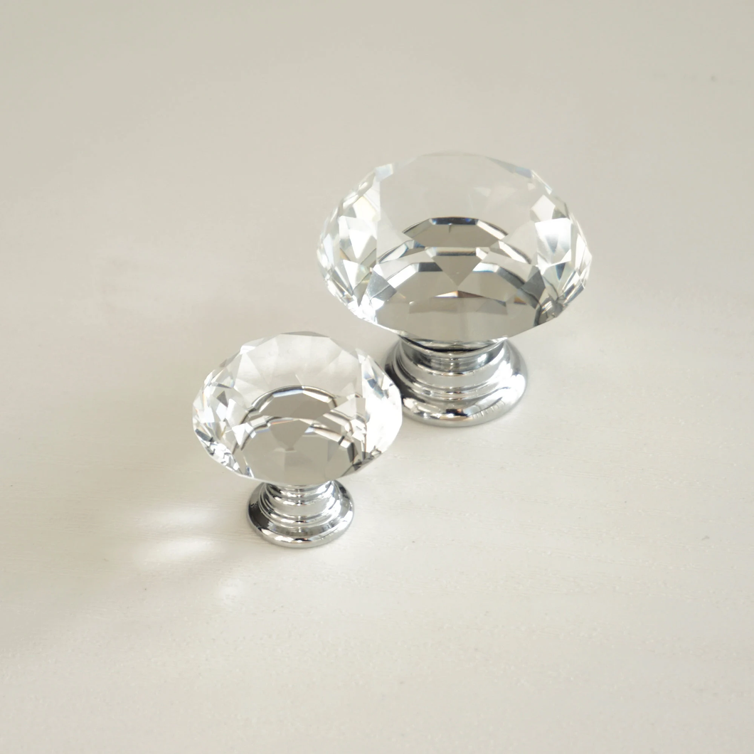 Silver Clear Glass & Crystal Knobs | Dresser & Drawer Pulls, Cupboard & Kitchen Cabinet Door Handles, Hardware