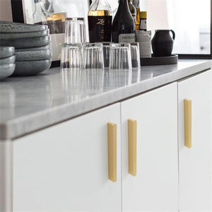 2.5", 3", 3.75", 5", 6.3", 7.56", 8.8", 10" & 12.6" Brushed Brass & Black Drawer Pulls | Dresser, Closet Wardrobe & Kitchen Cabinet Knobs & Decor Handles