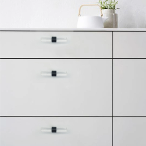 Customizable Clear Acrylic & Black Pulls | Drawer & Dresser Knobs, Cabinet & Bathroom Door Handles, Kitchen Hardware