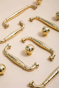 3.78", 5" Hammered Gold Brass Kitchen Pulls | Luxurious Cabinet Door & Dresser Knobs, Wardrobe & Drawer Handles