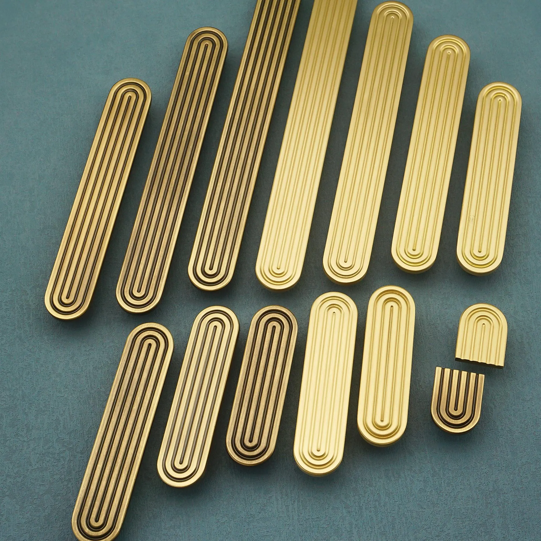 Art Deco Solid Brass Knobs, Pulls & Handles (Matte Gold, Antique Bronze) | Cabinet, Drawer & Kitchen Gold Hardware