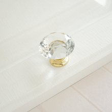 Load image into Gallery viewer, Crystal Drawer Knobs | Gold &amp; Clear Glass Dresser &amp; Cupboard Pulls, Kitchen Cabinet Handles, Hardware
