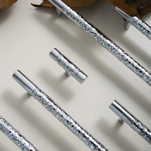 Load image into Gallery viewer, 3&quot;, 3.78&quot;, 5.0&quot;, 6.3&quot;, 8.8&quot;, 12.6&quot; Hammered Solid Brass &amp; Chrome Drawer Pulls | Cabinet &amp; Dresser Knobs, Hardware
