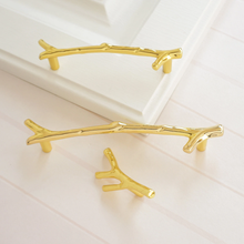 Load image into Gallery viewer, 3.75&quot;, 5&quot; Shiny Gold Branches &amp; Twigs Cabinet Handles | Drawer Pulls, Dresser Knobs, Closet Handles, Furniture Hardware
