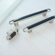 Load image into Gallery viewer, 3.78&quot;-5&quot; Modern Black &amp; Brushed Nickel Knobs, Pulls &amp; Handles | Cabinet, Drawer, Dresser, Kitchen &amp; Cupboard Hardware
