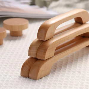 2.5", 3.78", 5", 6.3" Natural Beech Wood Handles | Solid Wood Cabinet & Kitchen Door Handles, Simple Round Dresser Knobs
