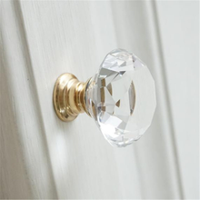 Load image into Gallery viewer, Crystal Drawer Knobs | Gold &amp; Clear Glass Dresser &amp; Cupboard Pulls, Kitchen Cabinet Handles, Hardware
