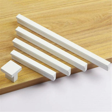 Load image into Gallery viewer, 2.5&quot;, 3.78&quot;, 5&quot;, 6.3&quot; (64, 96, 128, 160mm) Square White Drawer Pulls | Modern Dresser &amp; Kitchen Cabinet Door Knobs, Cupboard Handles
