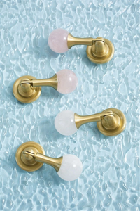 Crystal Stone & Brass Knobs, Pulls & Handles (Pink, White, Clear) | Ball Drop Design for Dresser, Drawer & Cabinet Door Hardware