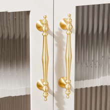 Load image into Gallery viewer, 3&quot;, 3.78&quot;, 5&quot;, 6.3&quot; Brushed Brass Kitchen Handles | Unique Wardrobe &amp; Drawer Pulls, Cupboard Knobs, Hardware
