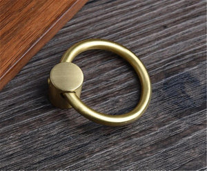 Pure Brass Gold Ring Pulls | Drop Drawer Handles, Dresser & Kitchen Cabinet Knobs | Decor Hardware