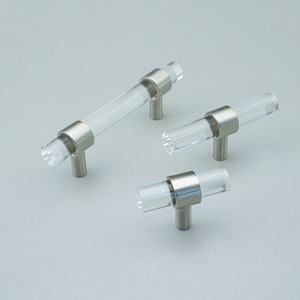 Customizable Clear Acrylic & Brushed Nickel Pulls | Drawer & Dresser Knobs, Cabinet Door & Bathroom Handles, Bar Pull Hardware