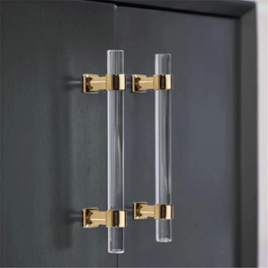 3.0", 3.78", 5.0", 6.3" Clear Gold Acrylic Knobs & Square Silver Drawer Pulls | Kitchen Cabinet, Wardrobe, Closet & Dresser Handles