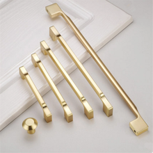 Load image into Gallery viewer, 3.78", 5", 6.3", 7.56", 12.6" (96, 128, 160, 320mm) Brushed Brass Nickel &amp; Gun Black Dresser Pulls | Simple Kitchen Cabinet Handles, Drawer Knobs
