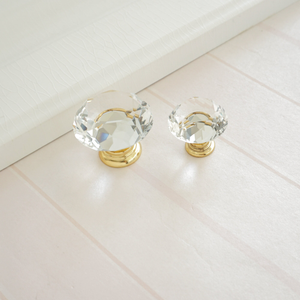 Crystal Drawer Knobs | Gold & Clear Glass Dresser & Cupboard Pulls, Kitchen Cabinet Handles, Hardware