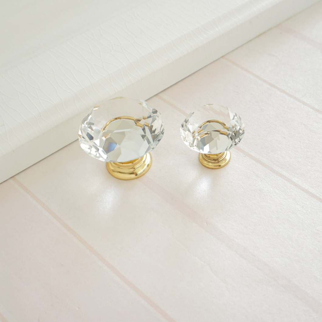 Crystal Drawer Knobs | Gold & Clear Glass Dresser & Cupboard Pulls, Kitchen Cabinet Handles, Hardware