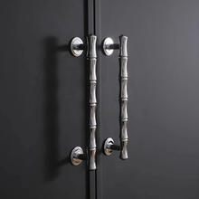Load image into Gallery viewer, 3.78&quot;, 5&quot;, 6.3&quot;, 8.8&quot; Bamboo &amp; Chrome Cabinet Pulls &amp; Knobs | Unique Drawer Handles, Closet &amp; Wardrobe Dresser Knobs
