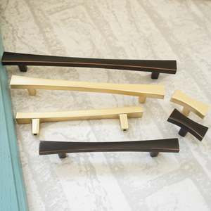 3.75", 5", 6.3" Black Copper & Brushed Brass Handles | Closet, Wardrobe & Drawer Pulls, Cabinet & Kitchen Knobs, Dresser Hardware