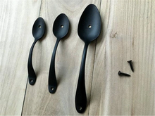 Load image into Gallery viewer, Spoon &amp; Fork Kitchen Handles | Unique Antique Black Drawer Pulls, Rustic Cottage Cupboard Knobs, Vintage Kitchen Hardware
