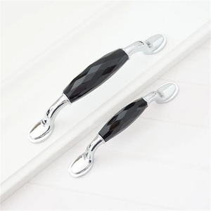 3.75", 5" (96, 128mm) Black Clear Crystal Pulls | Silver Chrome Handles, Dresser & Kitchen Cabinet Hardware, Furniture Pulls