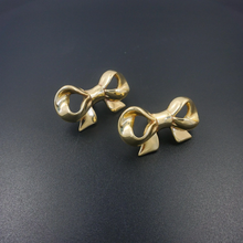 Load image into Gallery viewer, Modern Gold Brass Bow Knobs &amp; Pulls | Dresser, Drawer, Girls Room Cabinet, Kitchen &amp; Gift Hardware
