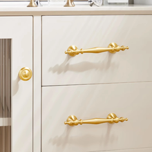 Load image into Gallery viewer, 3&quot;, 3.78&quot;, 5&quot;, 6.3&quot; Brushed Brass Kitchen Handles | Unique Wardrobe &amp; Drawer Pulls, Cupboard Knobs, Hardware

