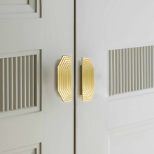 Load image into Gallery viewer, 1.25&quot;, 2.5&quot;, 3.78&quot;, 7.55&quot; Brushed Brass Modern Cabinet Pulls | Drawer &amp; Kitchen Door Handles, Dresser Knob, Wardrobe Hardware
