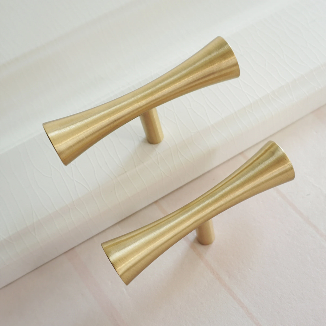 T Bar Brushed Gold Brass Knobs, Pulls & Handles | Drawer, Dresser, Wardrobe, Closet & Kitchen Door Hardware