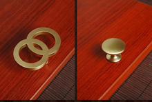 Load image into Gallery viewer, 1.1&quot;, 1.25&quot;, 2.5&quot;, 3.78&quot;, 5&quot; Brushed Brass Gold Drop Ring Cabinet Knobs | Drawer Pulls, Dresser &amp; Door Handles
