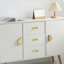 Load image into Gallery viewer, 1.25&quot;, 2.5&quot;, 3.78&quot;, 7.55&quot; Brushed Brass Modern Cabinet Pulls | Drawer &amp; Kitchen Door Handles, Dresser Knob, Wardrobe Hardware
