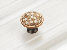 Load image into Gallery viewer, 3.78&quot;, 5&quot; (96, 128mm) Ceramic Drawer Pulls | Rural Chic Brown, White &amp; Brass/Bronze Vintage Kitchen &amp; Cabinet Handles, Dresser Knobs
