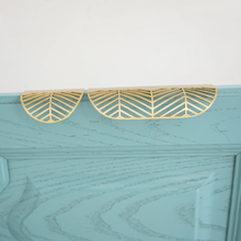 Load image into Gallery viewer, Leaf Design Brass Gold Invisible Pulls &amp; Handles | Modern Decorative Cabinet, Wardrobe, Cupboard &amp; Drawer Hardware
