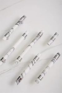 White & Black Marble Chrome Kitchen Pulls | Luxury Dresser Handles, Cabinet & Drawer Knobs, Closet Hardware, Decor