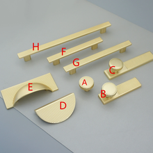 Load image into Gallery viewer, 2.5&quot;-7.55&quot; Unique Semicircle Brushed Brass Pulls, Knobs &amp; Handles | Kitchen, Drawer, Wardrobe, Cabinet &amp; Dresser Hardware
