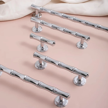 Load image into Gallery viewer, 3.78&quot;, 5&quot;, 6.3&quot;, 8.8&quot; Bamboo &amp; Chrome Cabinet Pulls &amp; Knobs | Unique Drawer Handles, Closet &amp; Wardrobe Dresser Knobs
