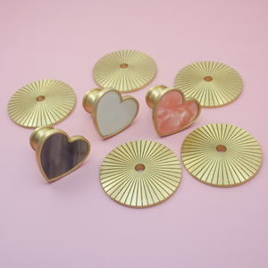 Modern Heart-Shaped Acrylic & Brass Plate Knobs, Pulls & Handles | Dresser, Drawer & Kitchen Cabinet Hardware