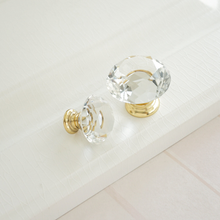 Load image into Gallery viewer, Crystal Drawer Knobs | Gold &amp; Clear Glass Dresser &amp; Cupboard Pulls, Kitchen Cabinet Handles, Hardware
