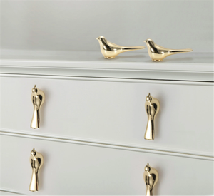 Exquisite Bird Polished Gold Brass Knobs & Pull Handles | Dresser, Drawer, Kitchen Cabinet Decor Hardware