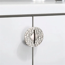 Load image into Gallery viewer, 3.78&quot;, 5&quot;, 7.56&quot; Gold Square &amp; Brushed Nickel Knobs | Art Decor Crater &amp; Semicircle Drawer Handles, Cabinet &amp; Gorgeous Hardware
