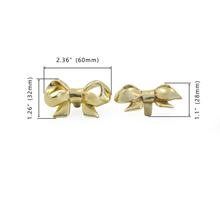 Load image into Gallery viewer, Modern Gold Brass Bow Knobs &amp; Pulls | Dresser, Drawer, Girls Room Cabinet, Kitchen &amp; Gift Hardware
