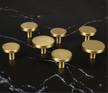 Load image into Gallery viewer, Round Brass Cabinet Knobs | Drawer &amp; Kitchen Cupboard Handles, Furniture Hardware Pulls
