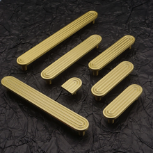 Load image into Gallery viewer, Art Deco Solid Brass Knobs, Pulls &amp; Handles (Matte Gold, Antique Bronze) | Cabinet, Drawer &amp; Kitchen Gold Hardware
